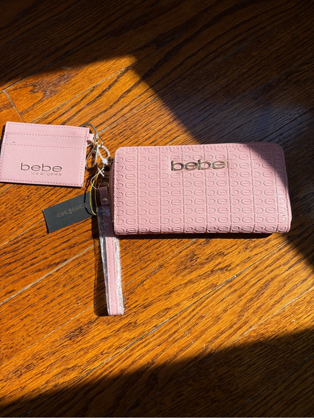 bebe Pink Zip-Around Wristlet Wallet
